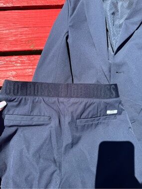 Boss Black Logo-Elastic Waist Suit Pants